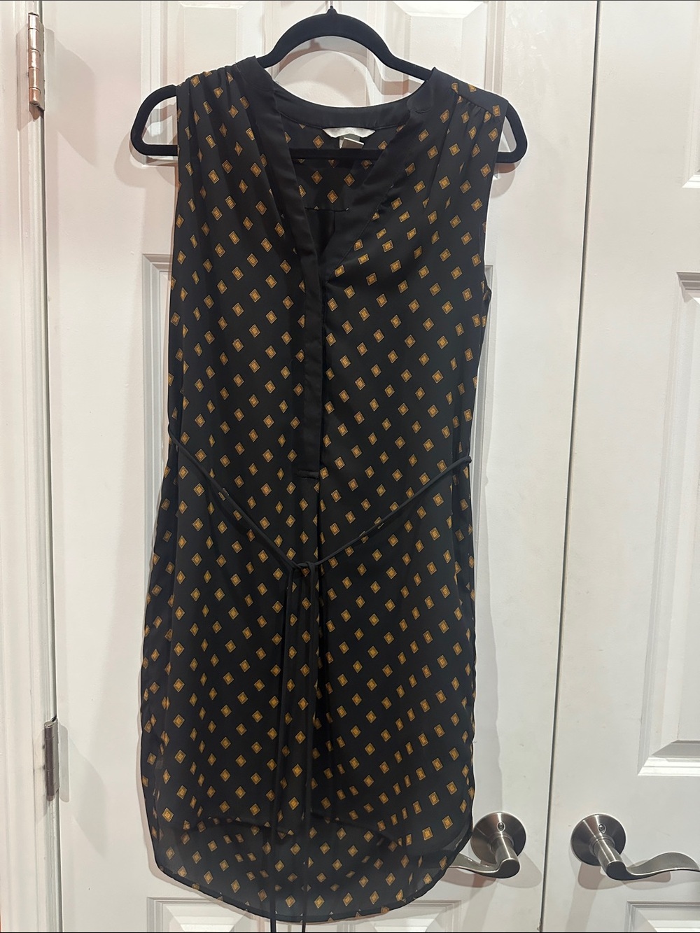 NWOT H&M Black Midi Dress with Gold Diamond Motif size 6